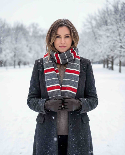 Striped Scarf - Red - 10.5’’X 76’’ - Scarf