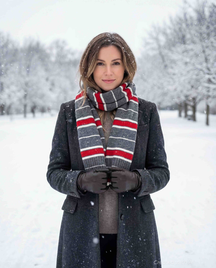 Striped Scarf - Red - 10.5’’X 76’’ - Scarf