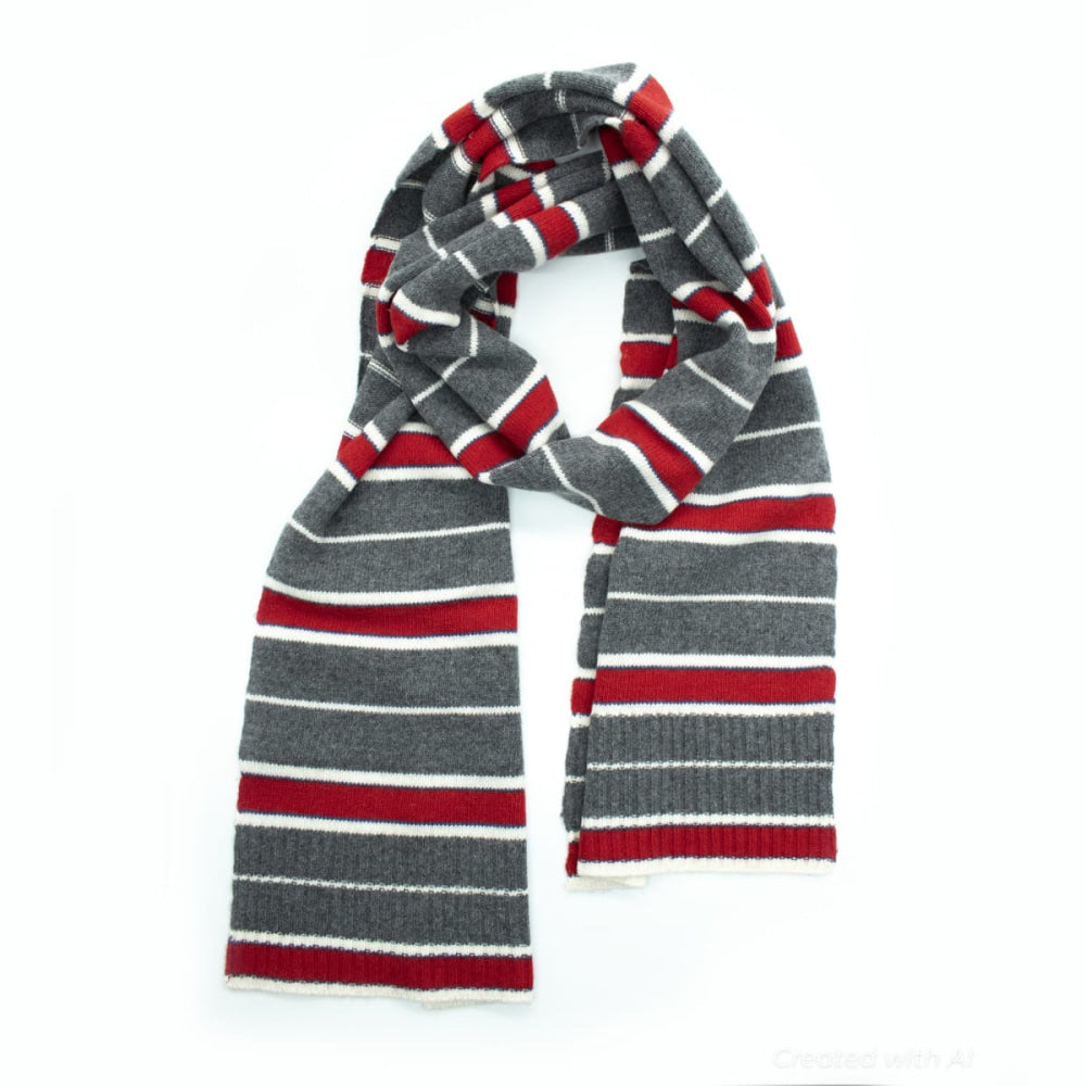 Striped Scarf - Red - 10.5’’X 76’’ - Scarf