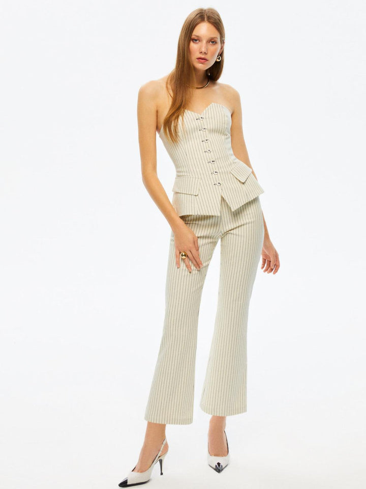 Striped Wide-Leg Pants - Multi-colored - Trouser
