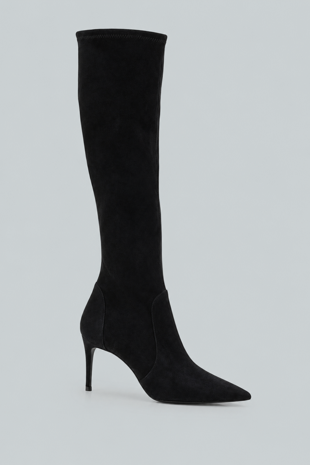 Stuart Power Suede Stiletto Knee Boots - Black - 7B / 37EU - Boots