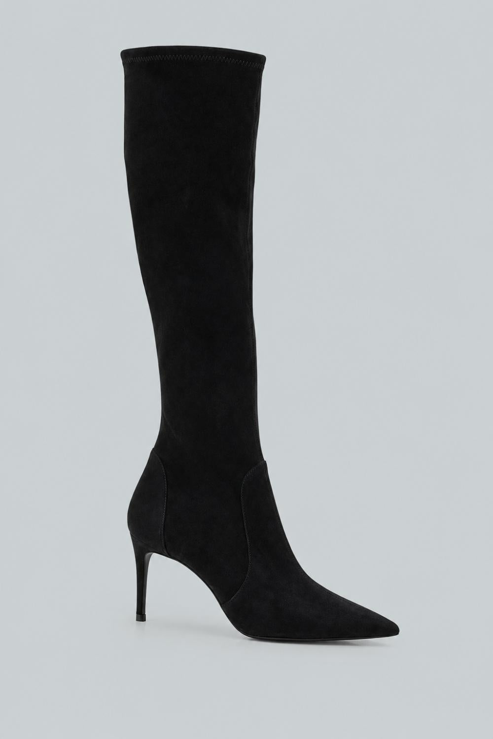 Stuart Power Suede Stiletto Knee Boots - Black - 7B / 37EU - Boots