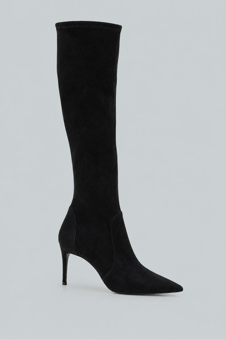 Stuart Power Suede Stiletto Knee Boots - Black - 7B / 37EU - Boots