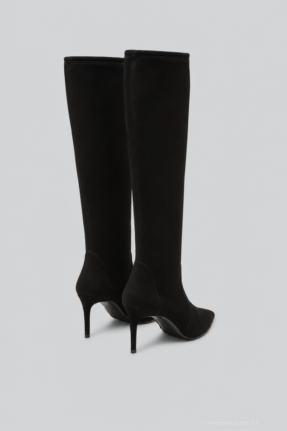Stuart Power Suede Stiletto Knee Boots - Black - 7B / 37EU - Boots