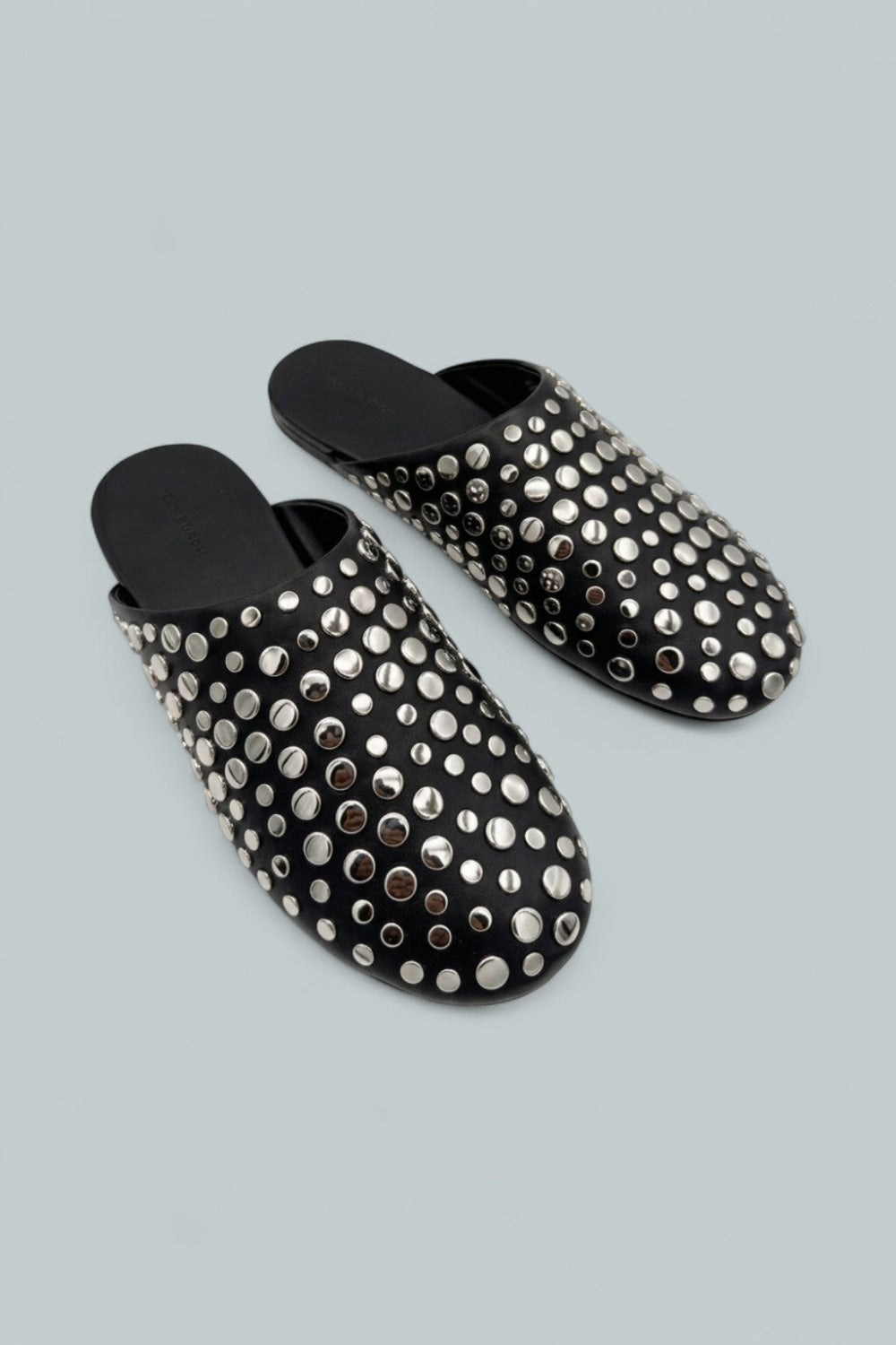 Studded Mule Flats - Perfect Black - 8.5 - Mules