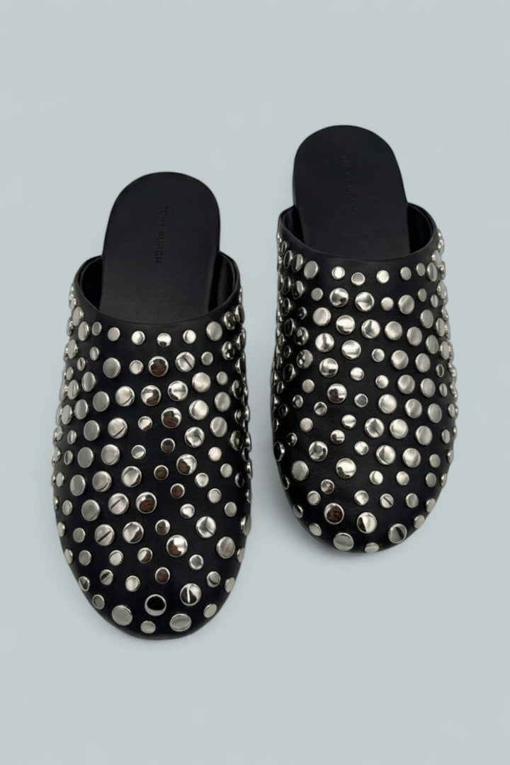 Studded Mule Flats - Perfect Black - 8.5 - Mules