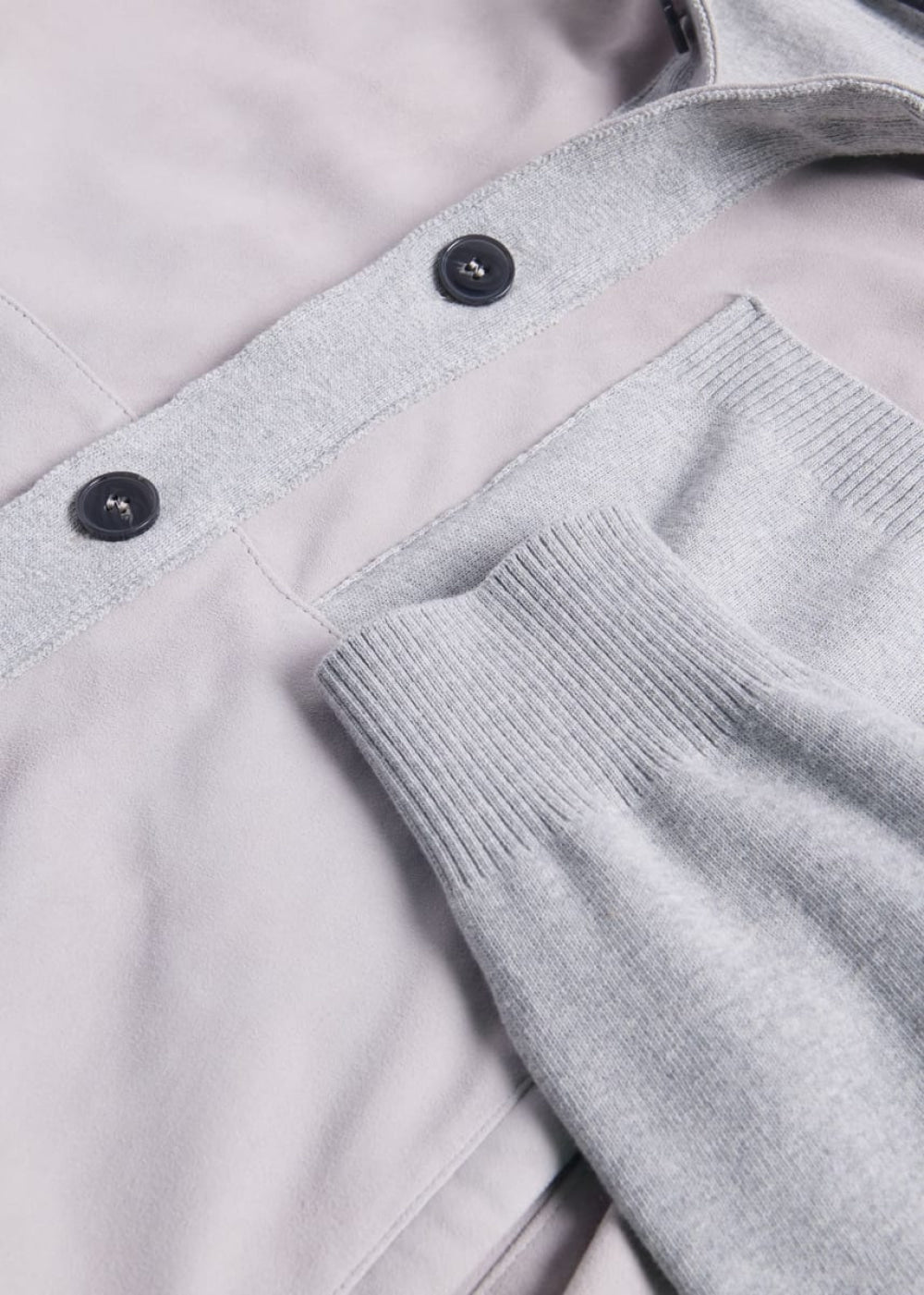 Suede & Cotton Knit Blouson - Silver - M (40) - Jacket