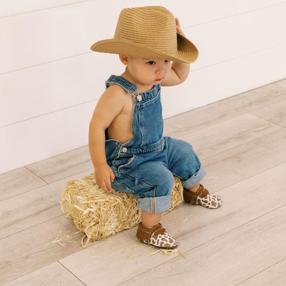 Suede Cow Print Moccasin Baby Shoe - ’Moccasin - Kids Adult’