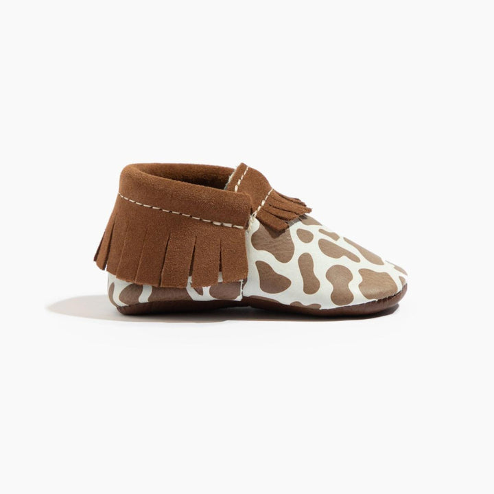 Suede Cow Print Moccasin Baby Shoe - ’Moccasin - Kids Adult’