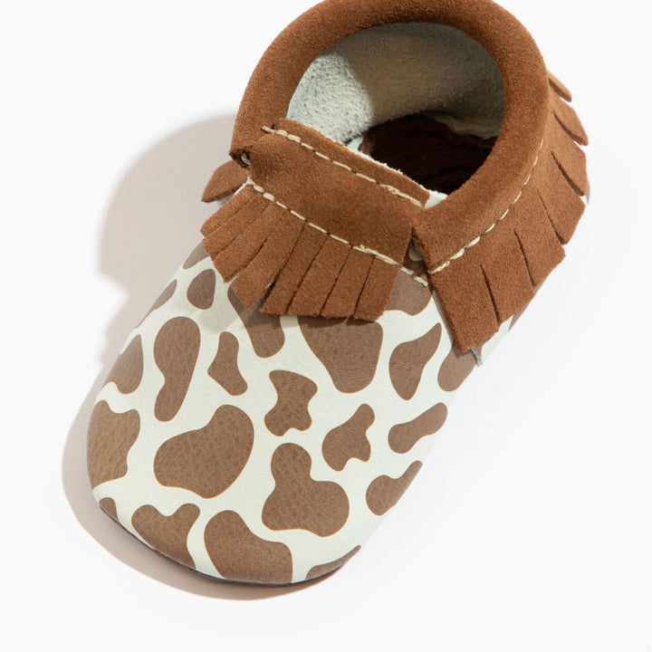 Suede Cow Print Moccasin Baby Shoe - ’Moccasin - Kids Adult’