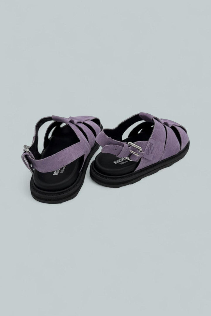 Suede Flat Sandals - Lilac - 38