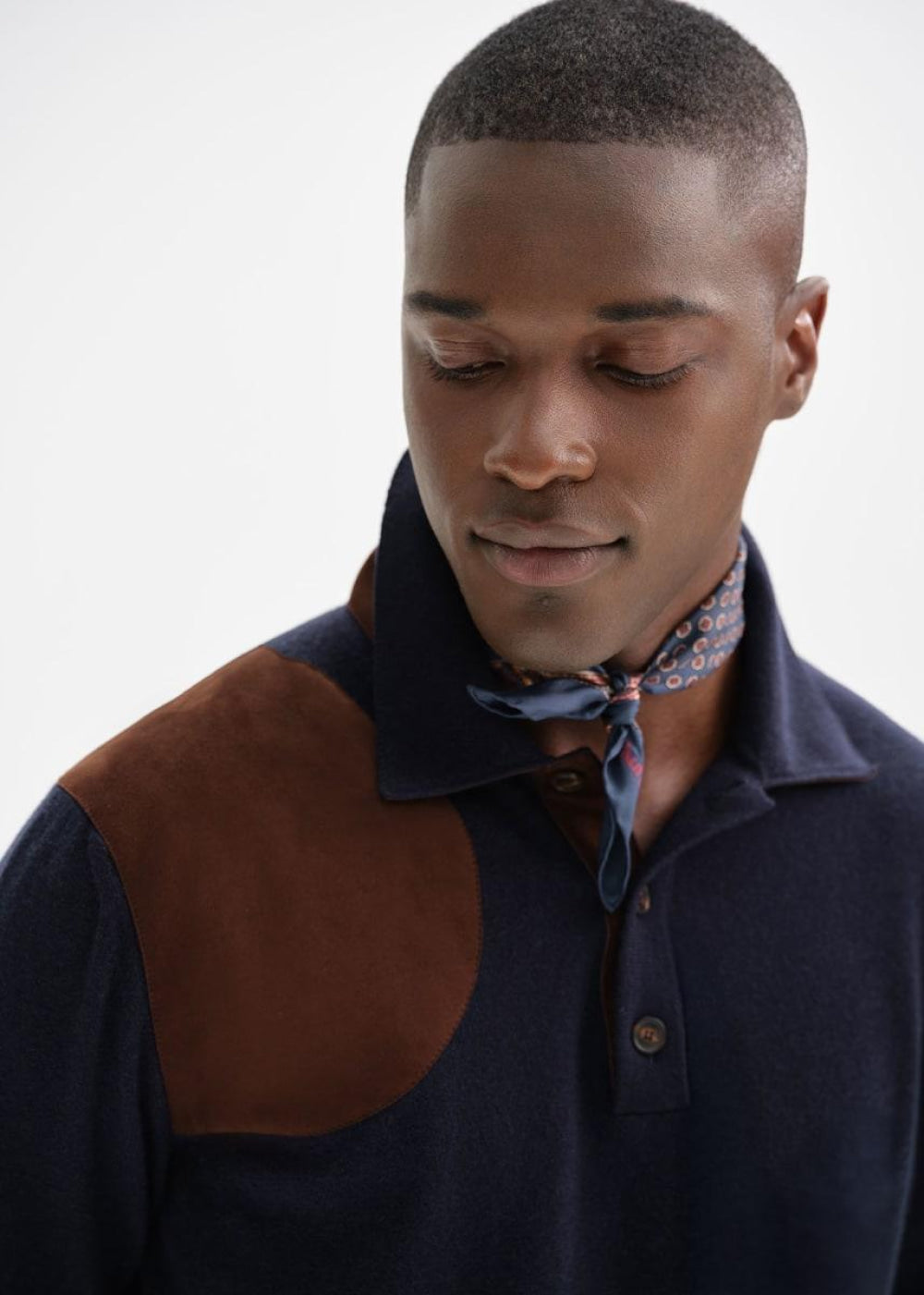 Suede Knit Polo - Navy - Polo