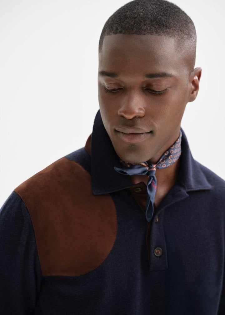 Suede Knit Polo - Navy - Polo