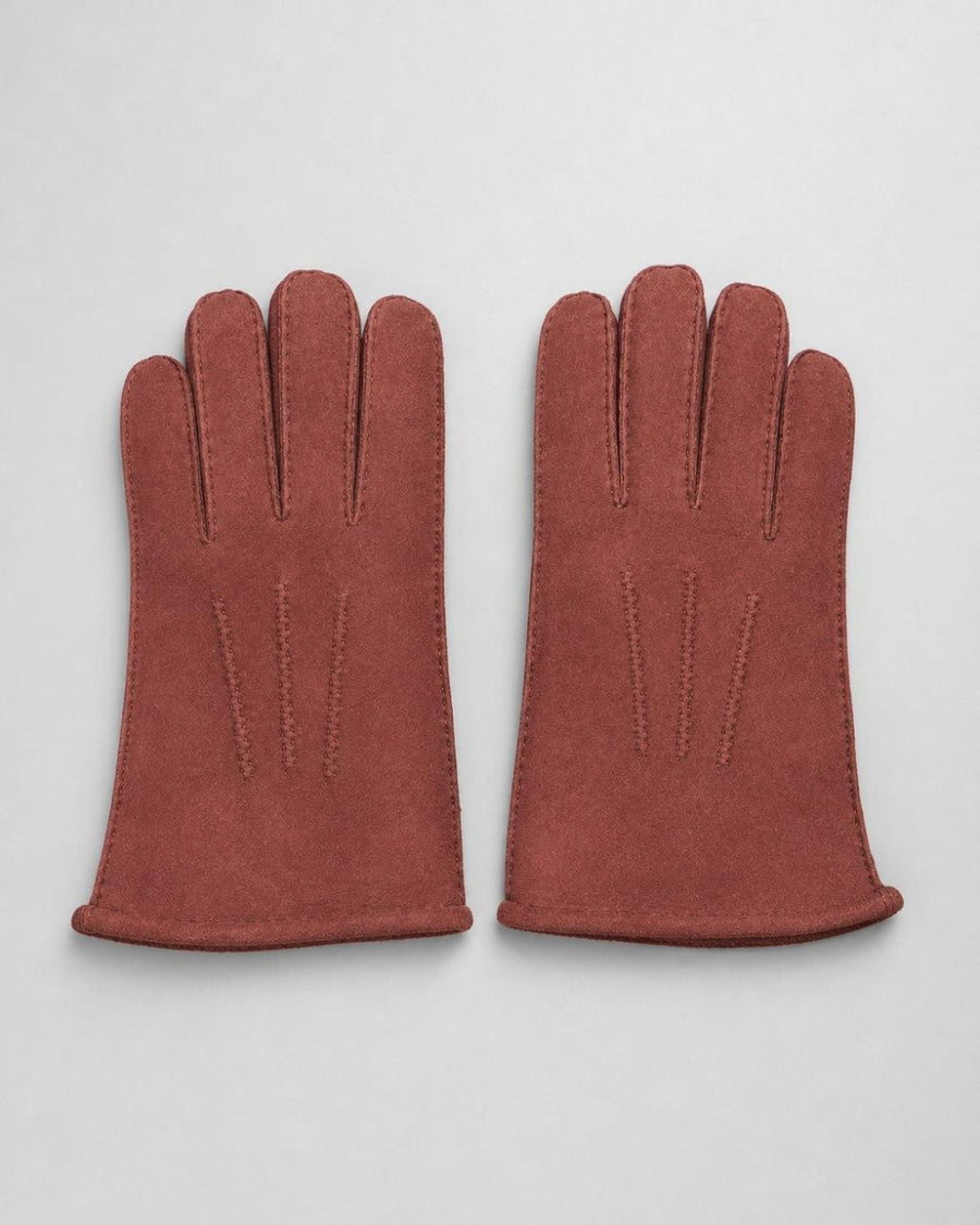 Suede Saddle Stitch Glove - Burgundy - Gloves