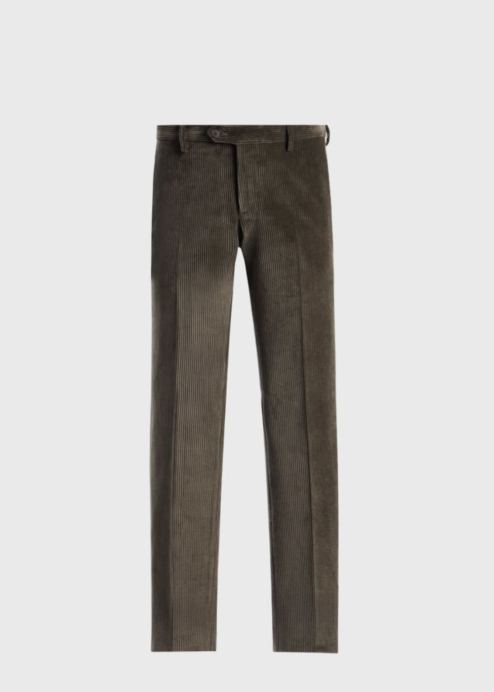 Suede Trimmed Corduroy Trouser - Olive - Trouser