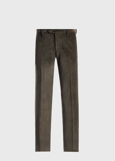 Suede Trimmed Corduroy Trouser - Olive - Trouser