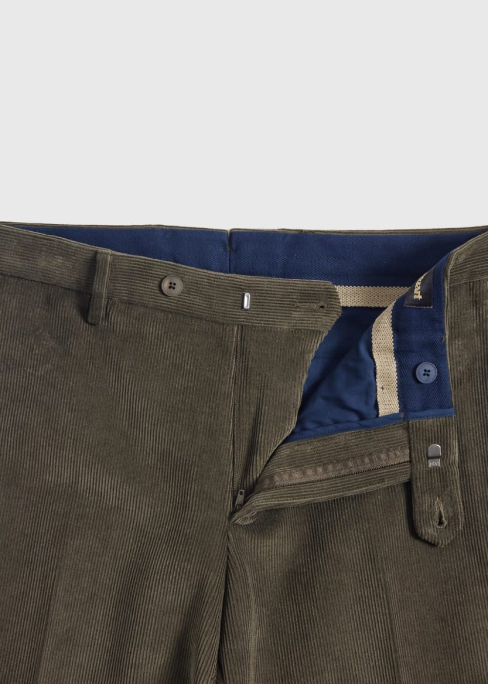 Suede Trimmed Corduroy Trouser - Olive - Trouser