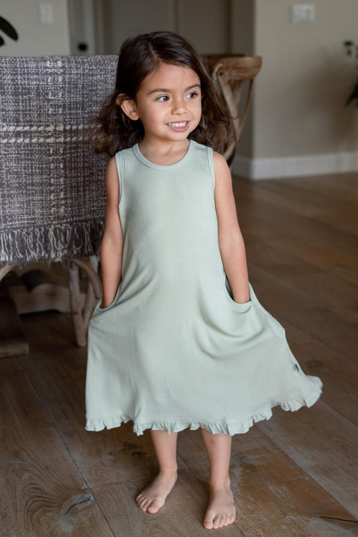 Summer Boho Dress - Desert Sage Ribbed - Dresses