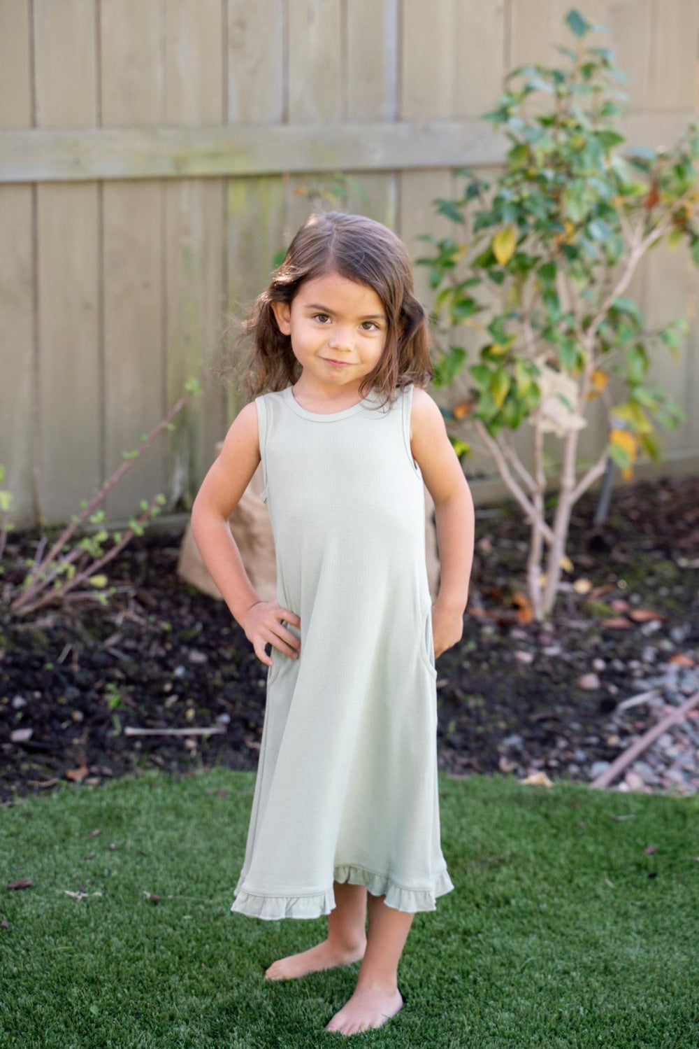 Summer Boho Dress - Desert Sage Ribbed - Dresses