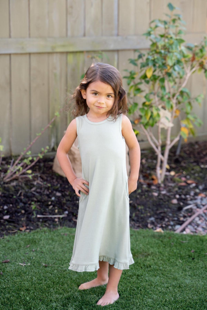 Summer Boho Dress - Desert Sage Ribbed - Dresses
