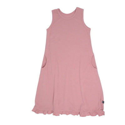 Summer Boho Dress - Dusty Pink Ribbed - Dresses