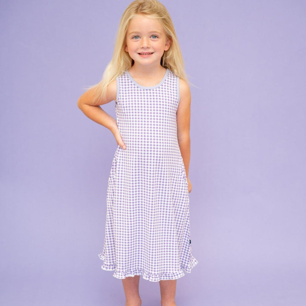 Summer Boho Dress - Gingham Purple - Dresses