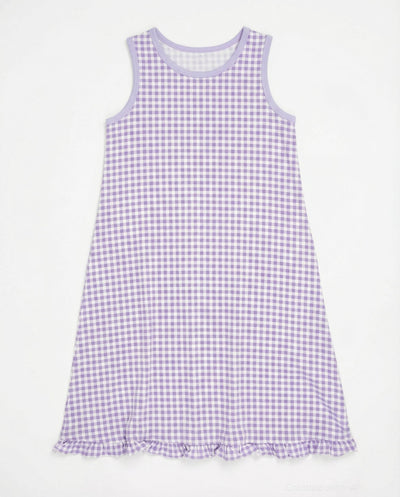 Summer Boho Dress - Gingham Purple - Dresses