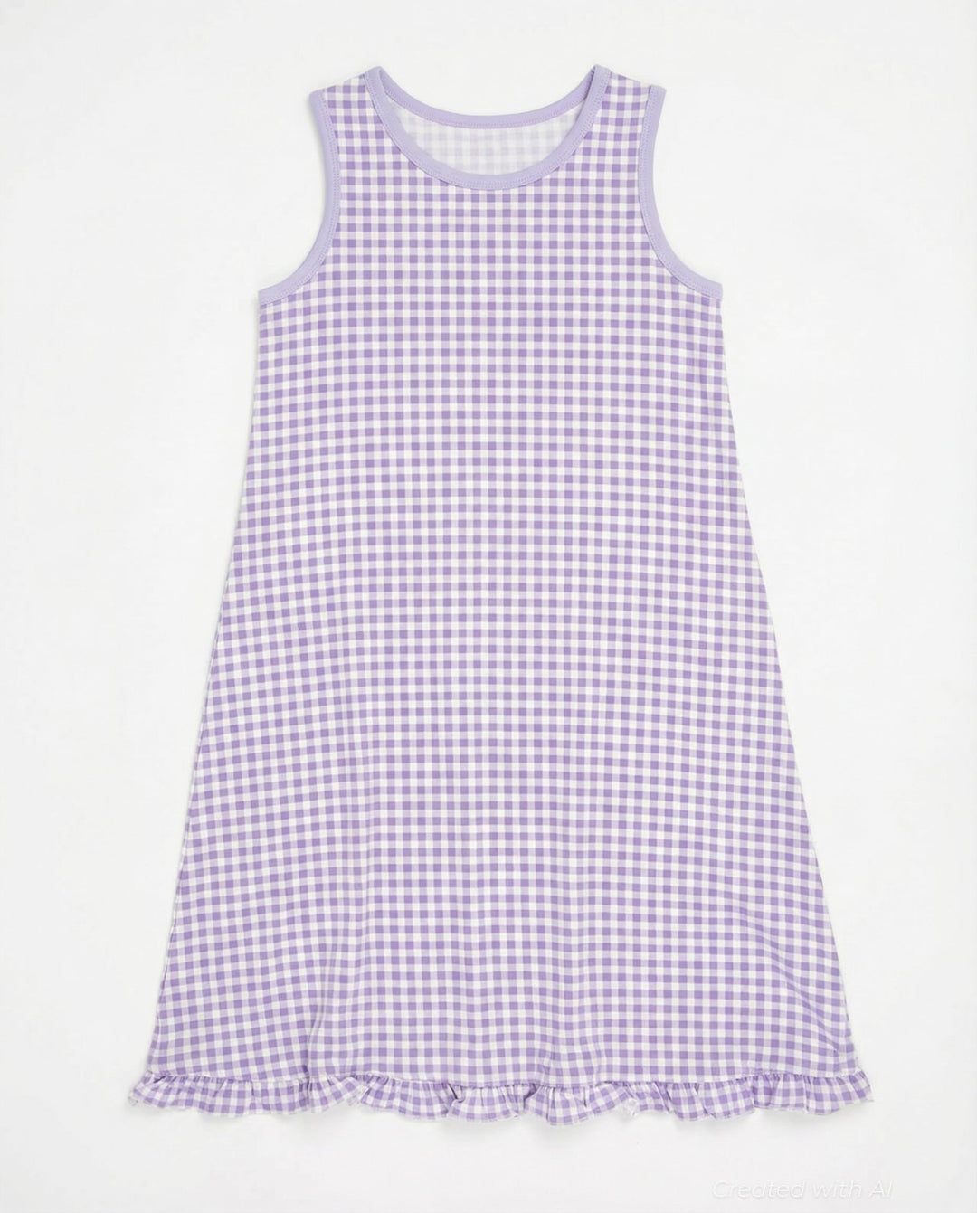 Summer Boho Dress - Gingham Purple - Dresses