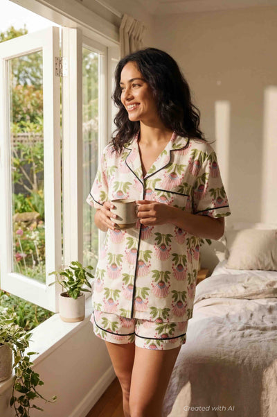 Summer Bouquet Pajama Shorts Set - Multi - Pajamas