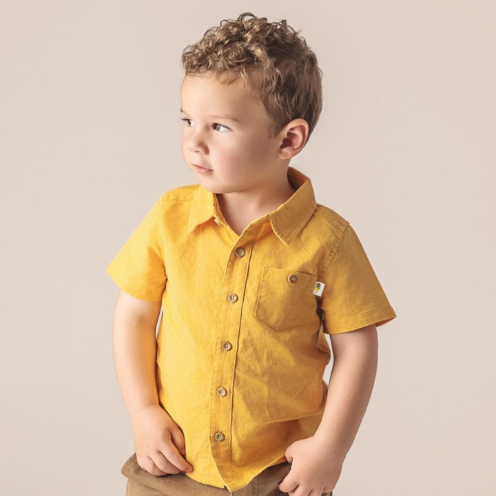 Sunshine Linen Shirt - Yellow - Button Down Shirt