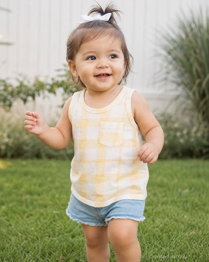 Sunshine Tank Top - Yellow Gingham - Tank Top