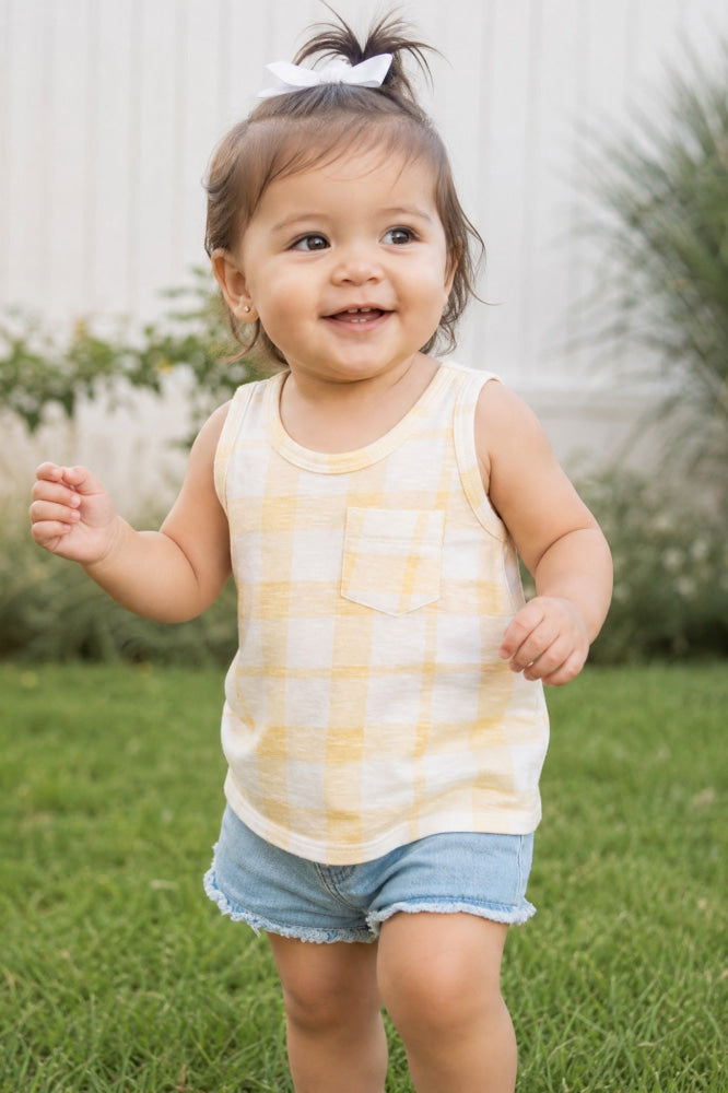 Sunshine Tank Top - Yellow Gingham - Tank Top