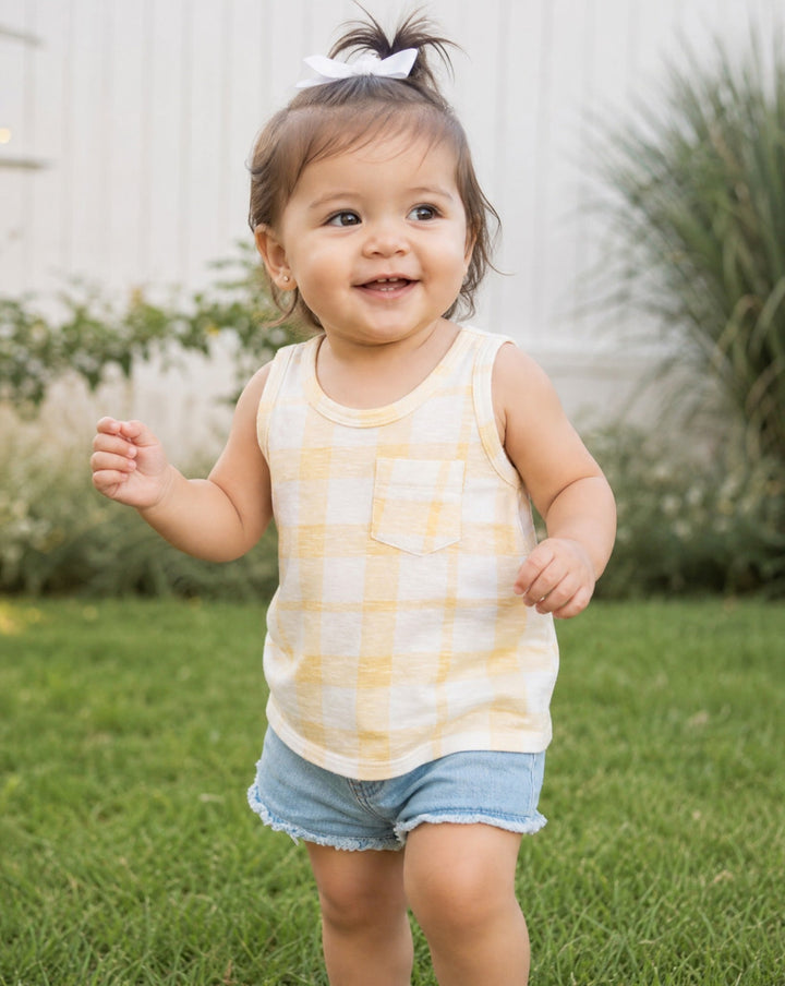 Sunshine Tank Top - Yellow Gingham - Tank Top