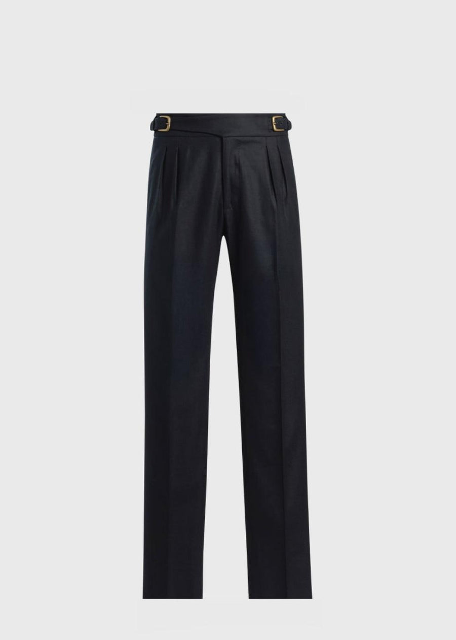 Super 100 Wool Flannel Gurka Pant - Black - Pants