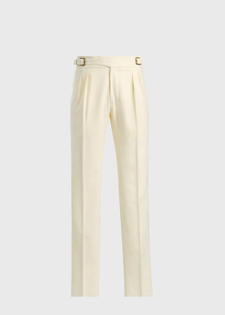 Super 100 Wool Flannel Gurka Pant - Cream - Pants