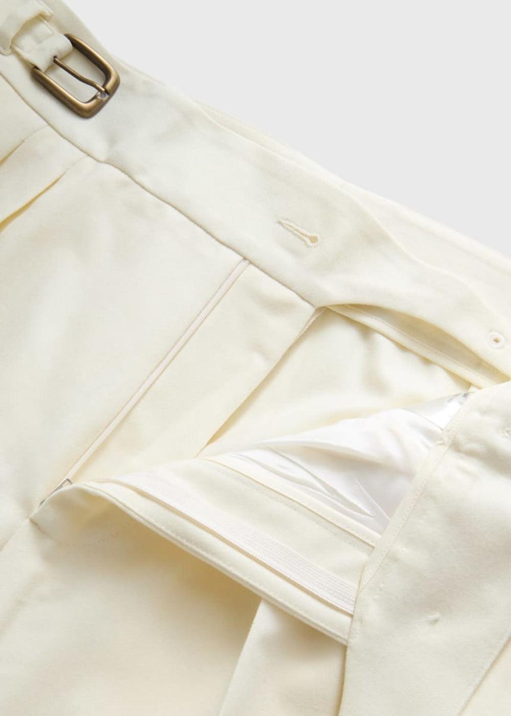 Super 100 Wool Flannel Gurka Pant - Cream - Pants