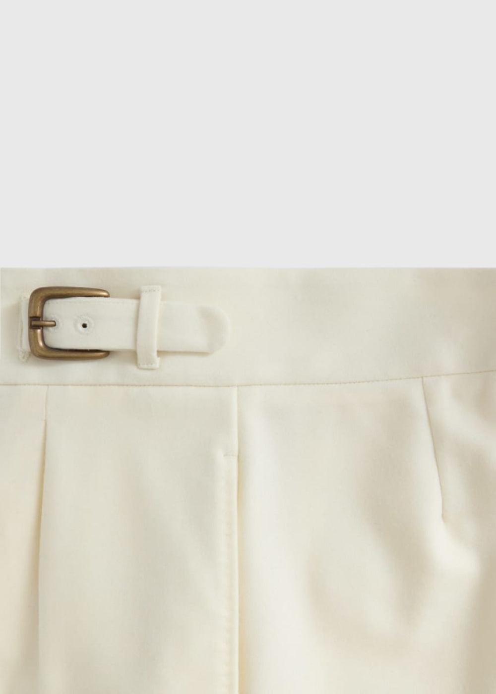 Super 100 Wool Flannel Gurka Pant - Cream - Pants