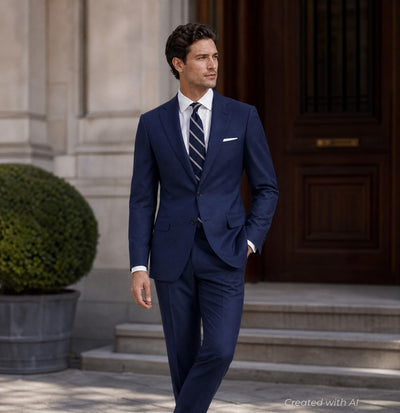 Super 110s Wool Paul Suit - Mid Blue - Suit