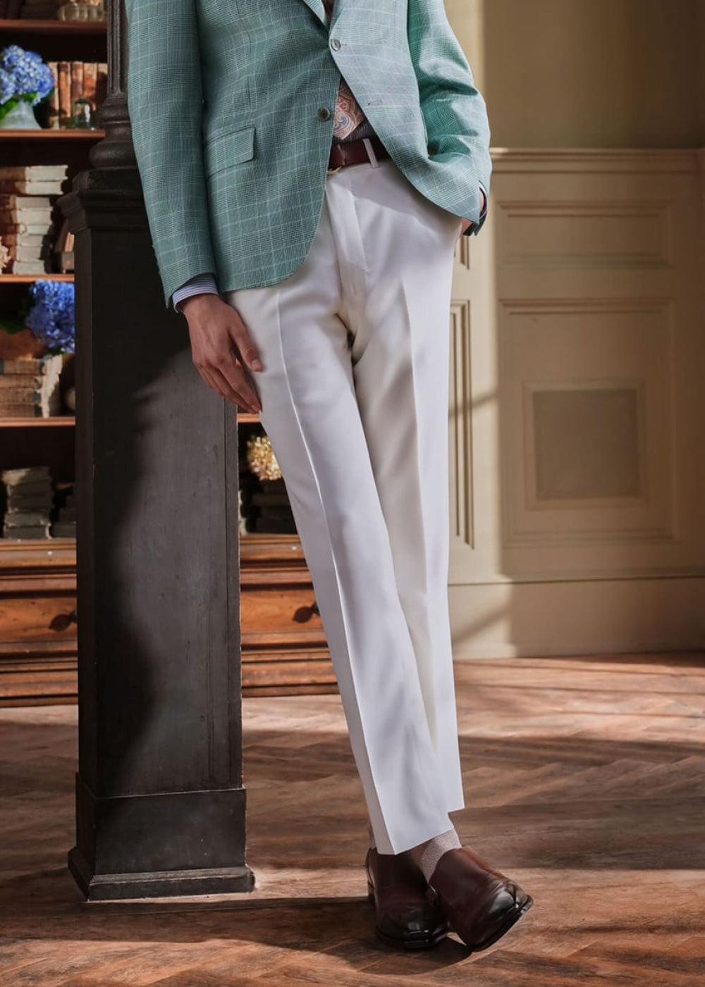 Super 130s All Year Wool Dress Trouser - Cream - Trouser