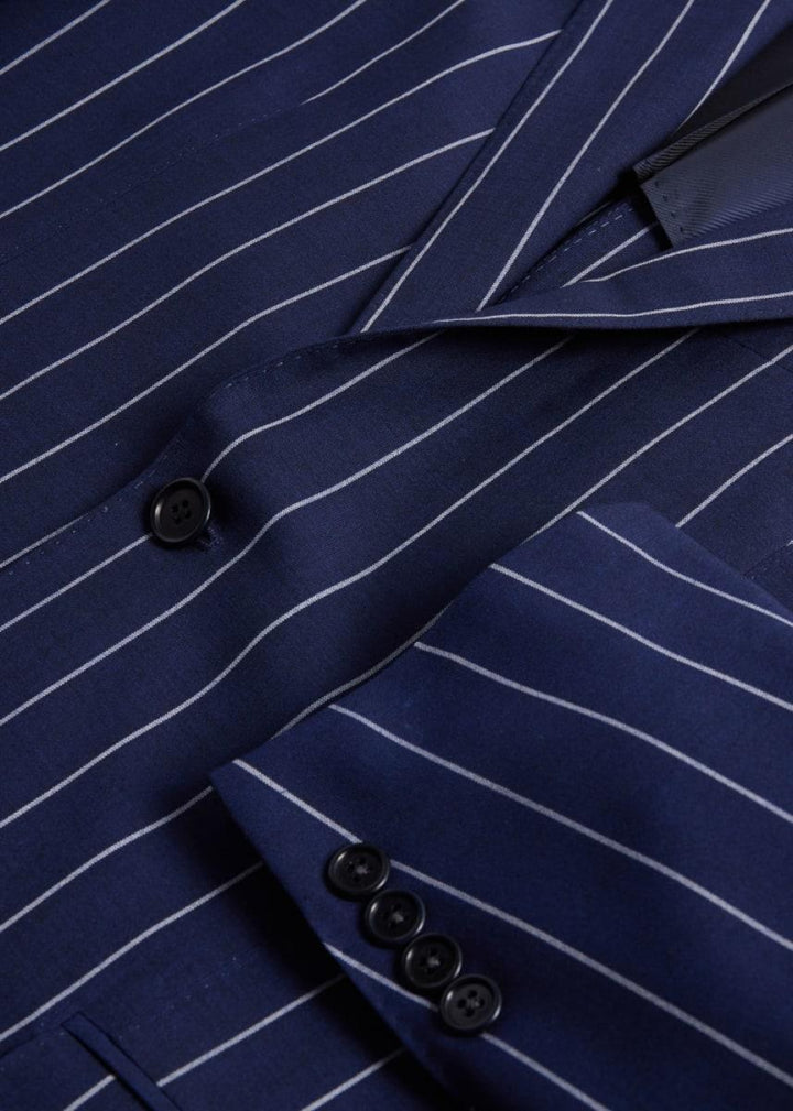 Super 130s Stripe Suit - Blue - Suit