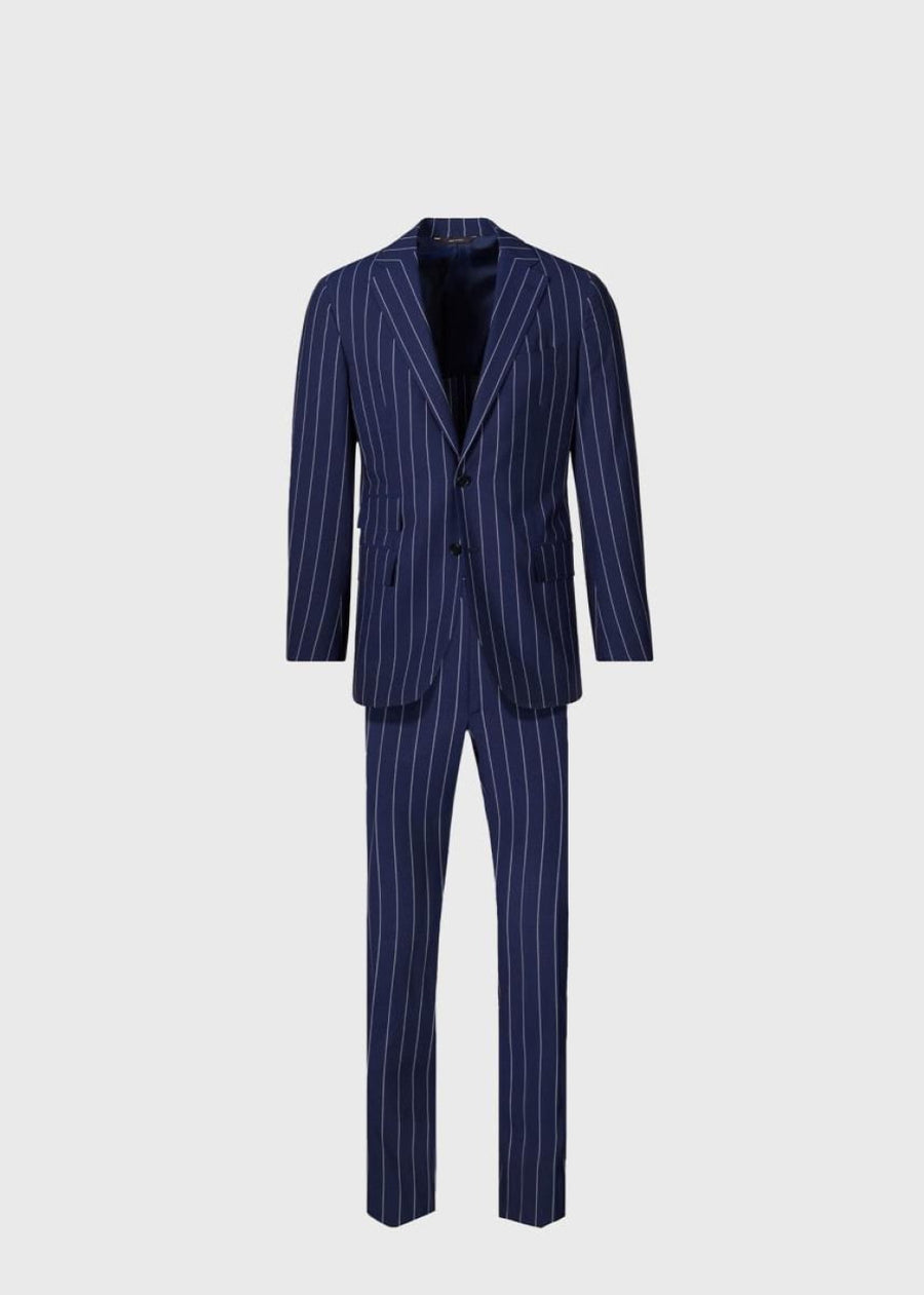 Super 130s Stripe Suit - Blue - Suit