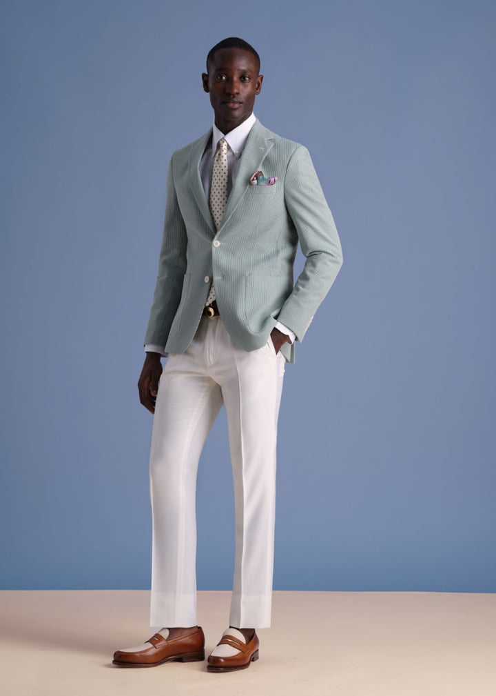 Super 130s Wool Clearcut Trouser - White - 36 Regular - Trouser
