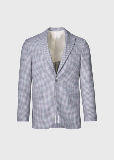 Super 140s Wool Plaid Jacket - Silver - Blazer