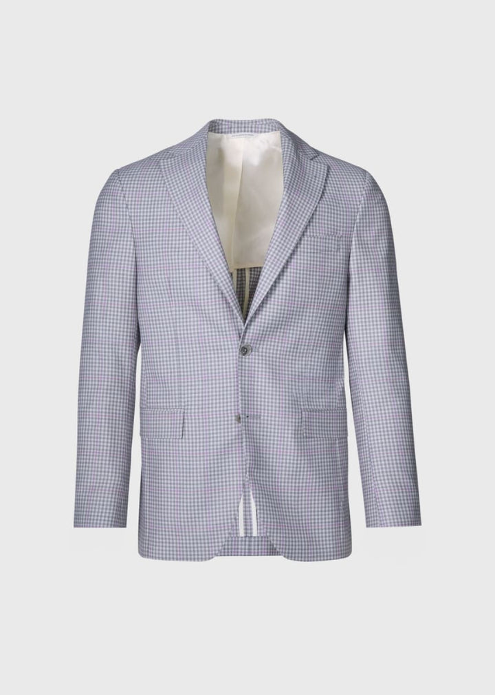 Super 140s Wool Plaid Jacket - Silver - Blazer