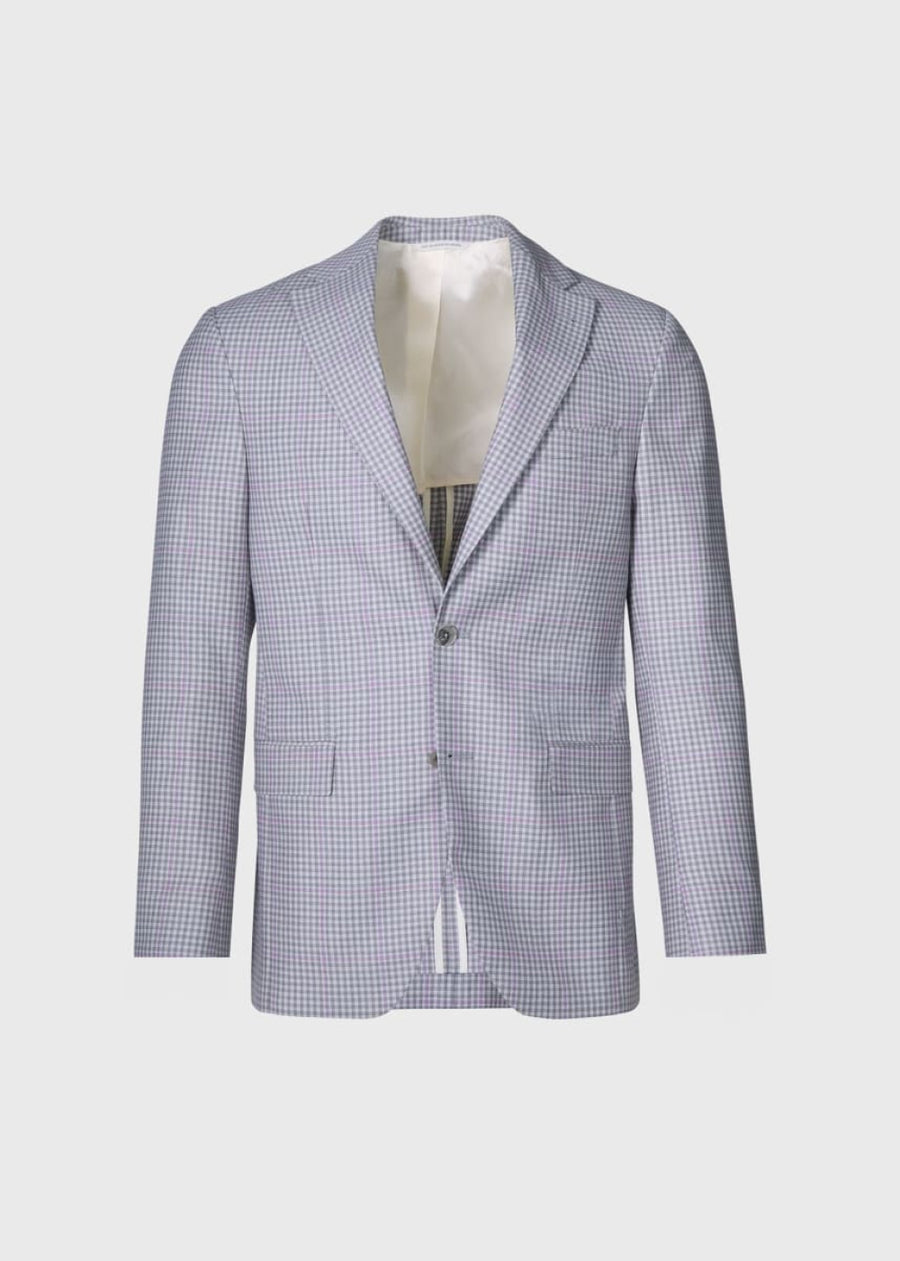 Super 140s Wool Plaid Jacket - Silver - Blazer