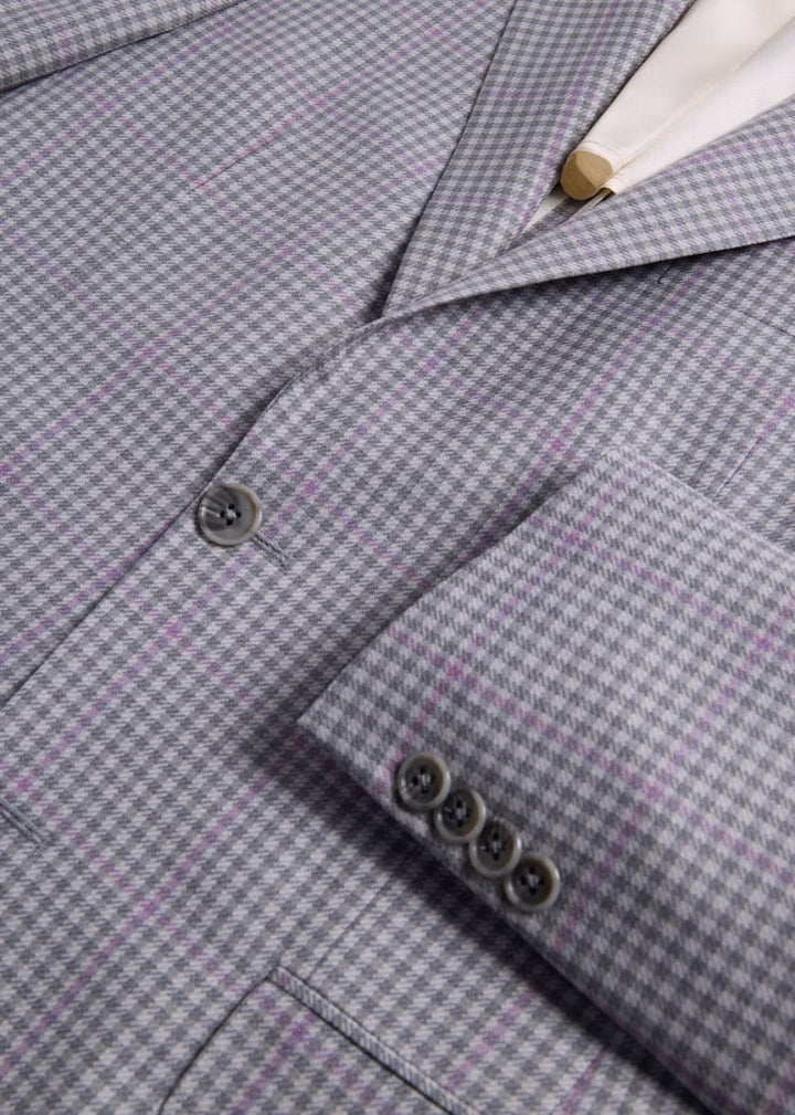 Super 140s Wool Plaid Jacket - Silver - Blazer