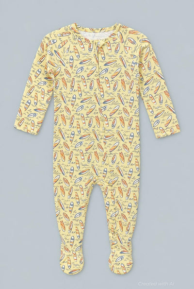 Surfboard Waves Zipper Footie - Sunset Surf - Onesie