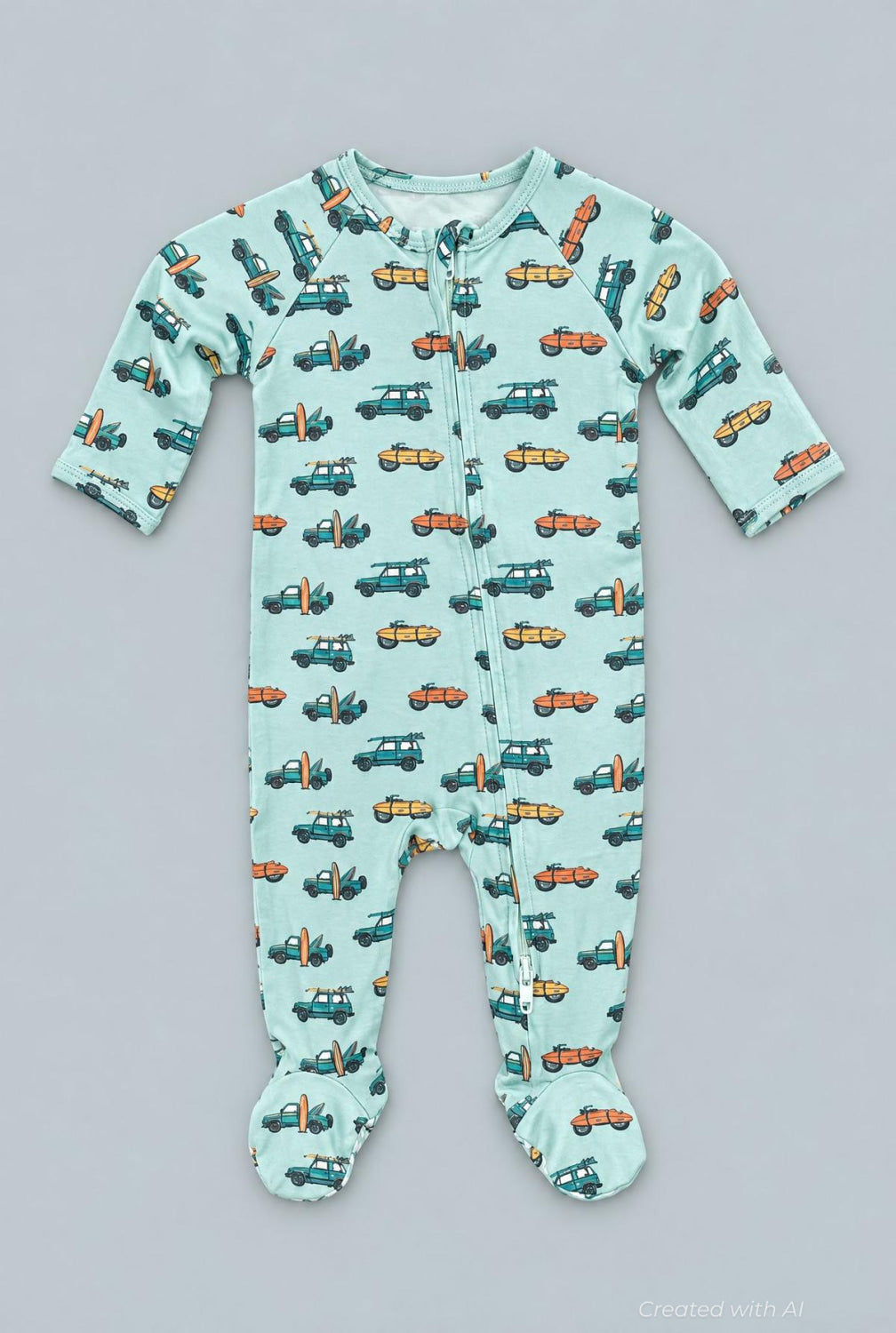 Surfing Beach Zipper Footie - Check The Surf - Onesie