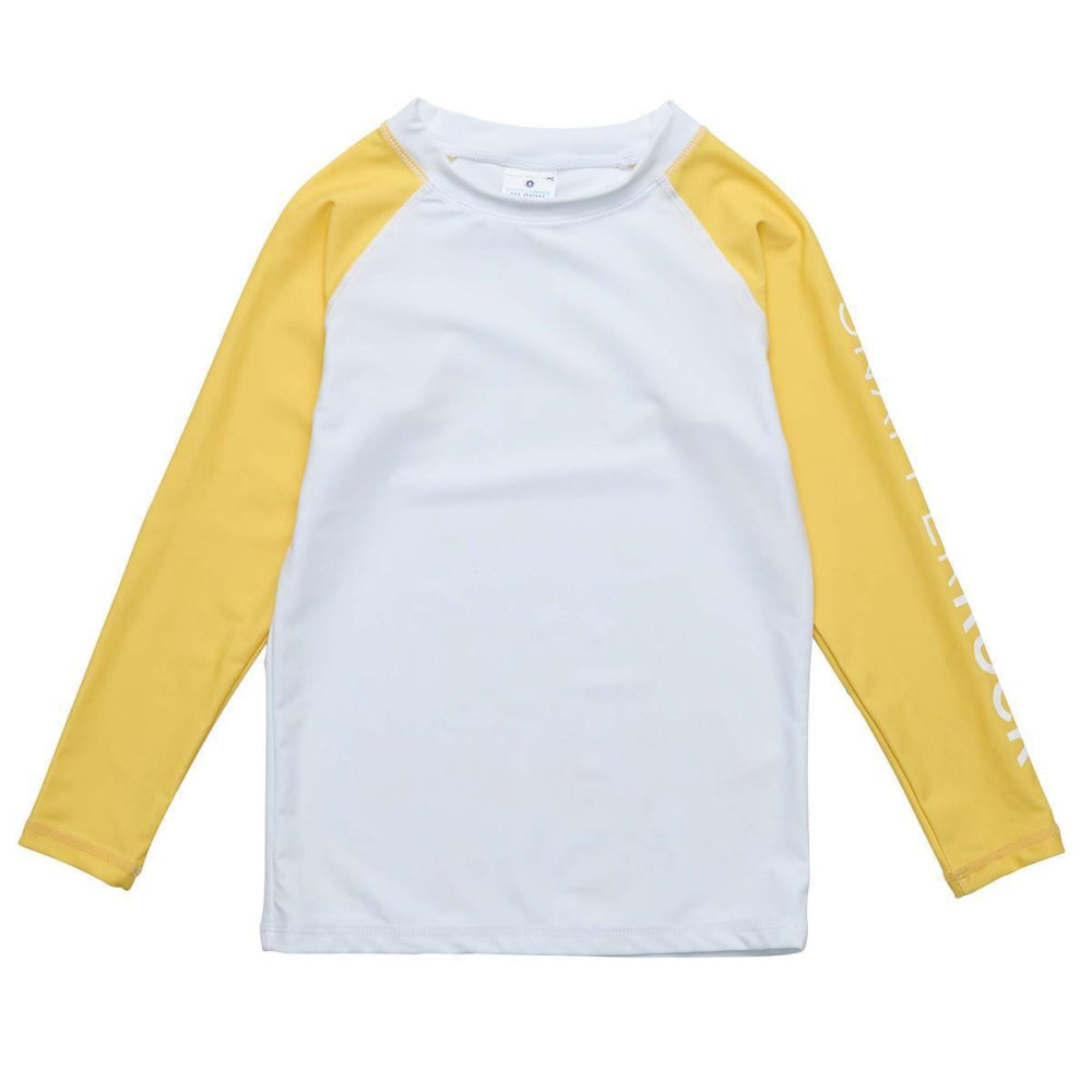 Sustainable LS Rash Top - White & Yellow - Rash Guard