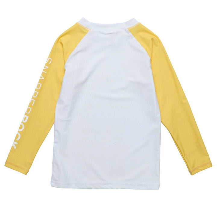 Sustainable LS Rash Top - White & Yellow - Rash Guard